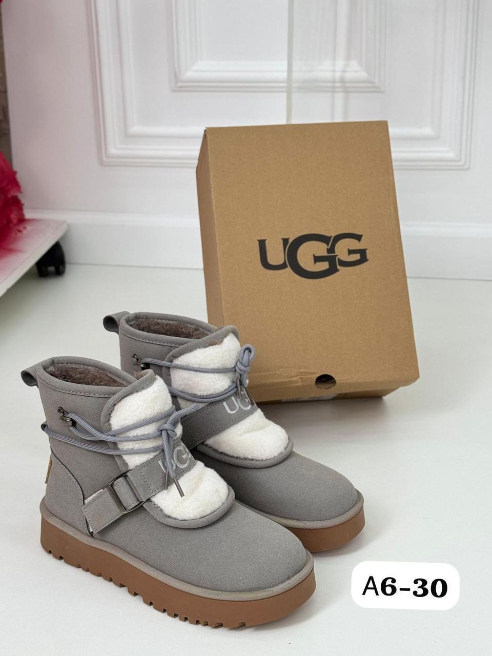 Ботинки женские зимние UGG эко замша мышиный A6-30