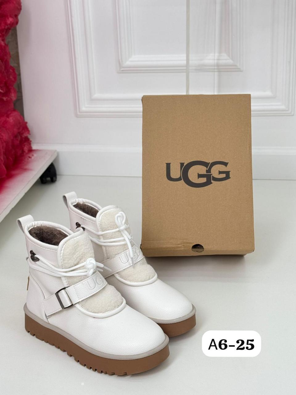 Ботинки женские зимние UGG эко замша белые A6-25