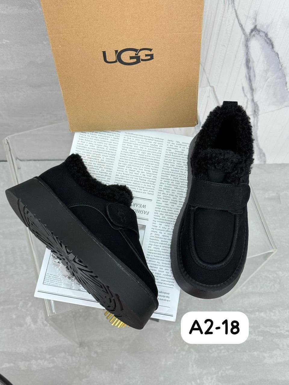 Полуботинки женские UGG зимние эко замша черные A2-18