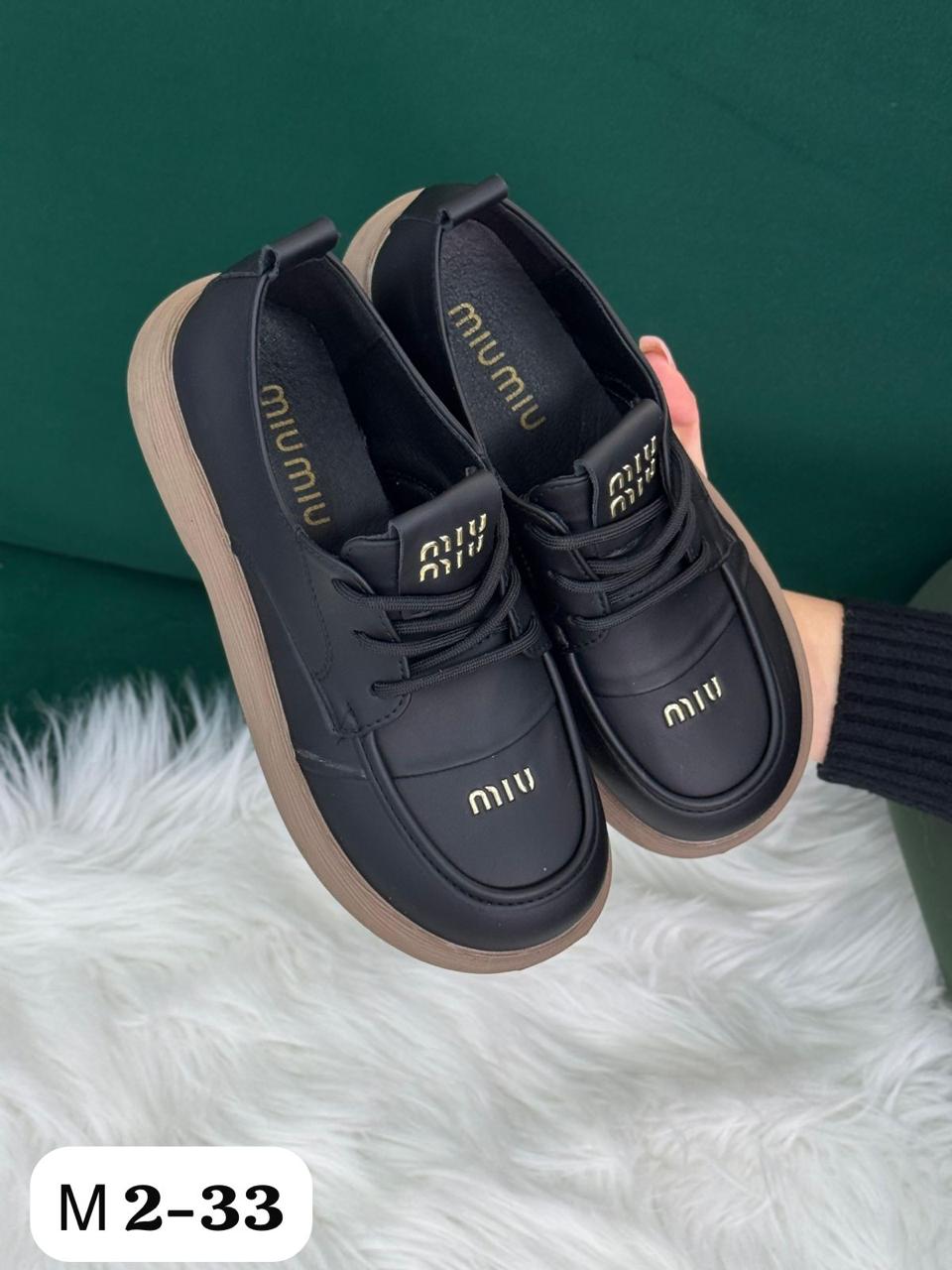 Полуботинки женские MIU MIU эко кожа черные M2-33